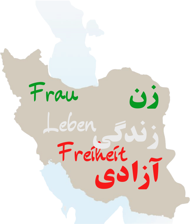 Iranische Landkarte bestehend aus Schriftzeichen und Worten